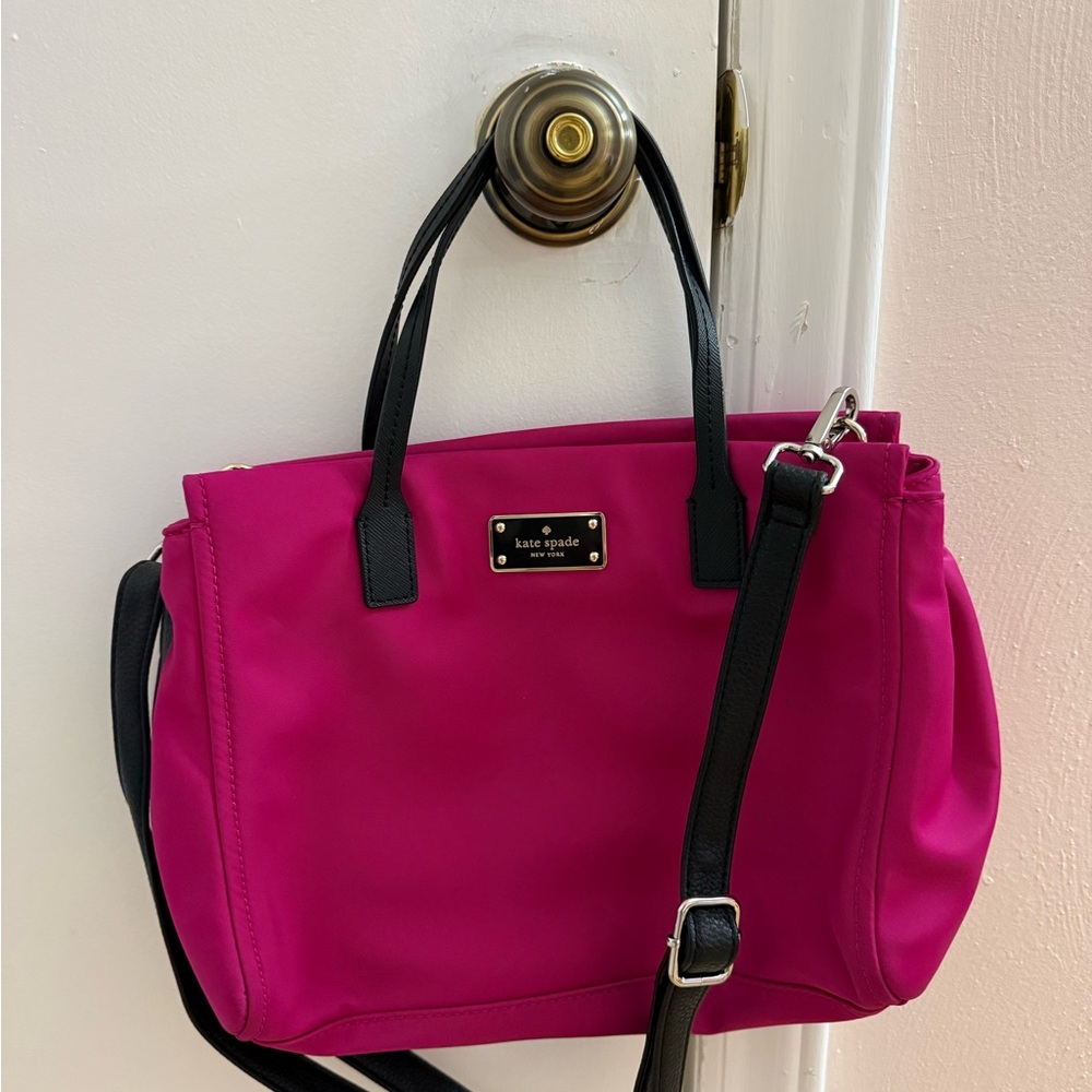 Kate Spade Fuchsia Satchel with Black Accents